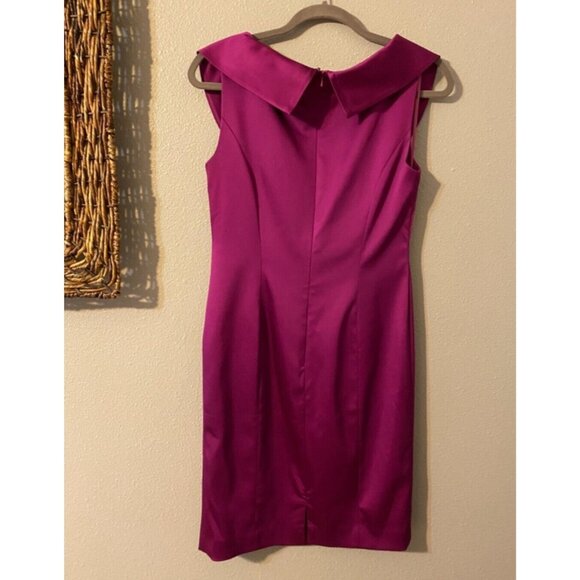 Kay Unger Dress Raspberry Pink 6 Silk Lined Portrait Collar Wedding Party Cruise - Picture 7 of 7